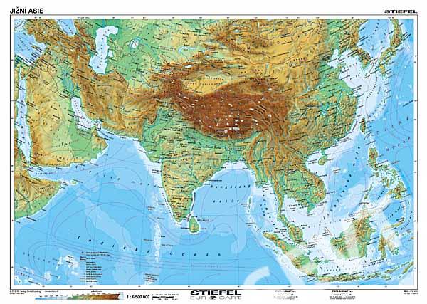 mapa asie Jižní Asie geografická/ politická   mapa A3   SEVT.cz mapa asie