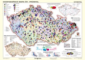 Hospodářská mapa ČR - průmysl - mapa A3