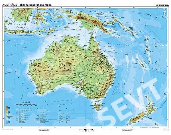 nový zéland mapa světa Austrálie a Nový Zéland geografická/ politická   mapa A3   SEVT.cz nový zéland mapa světa