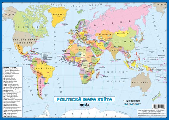 Politická mapa světa - lamino A4 - A4, lamino