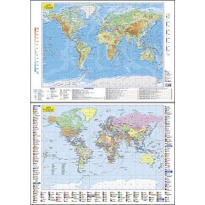 Podložka - Svět / fyz. a správní mapa A3 lamino
