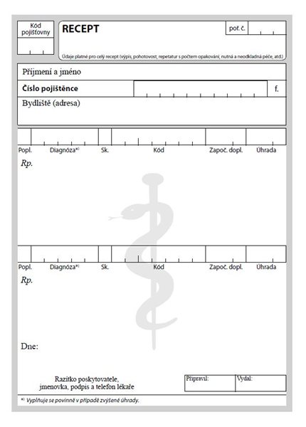 Levně Recept - blok lékařských předpisů - blok A6,100 listů