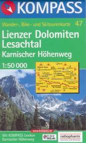 Lienzer Dolomiten, Lesachtal, Karnisher Hohenweg - mapa Kompass č.47 - 1:50t /Rakousko,Itálie/