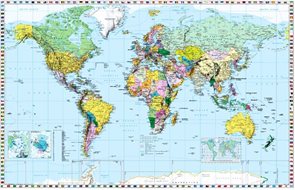 Svět - politické rozdělení - 1:28 500 000 - nástěnná mapa /Stiefel/