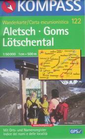 Aletsch, Goms, Ltschental - mapa Kompass č.122 - 1:50t /Švýcarsko,Itálie/