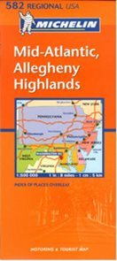 USA - Mid-Atlantic, Allegheny, Highlands - mapa Michelin č.582 - 1:500 000