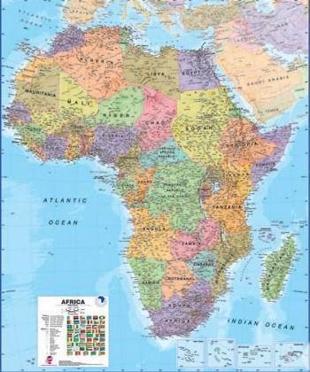 Afrika - politické rozdělení - nástěnná mapa - 1:8 000 000 ...