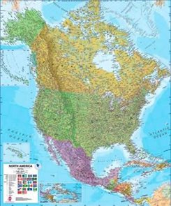 Amerika -sever- politické rozdělení - nástěnná mapa - 1:7 000 000