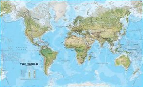 Svět obří - fyzický - 1:20 000 000 - nástěnná mapa