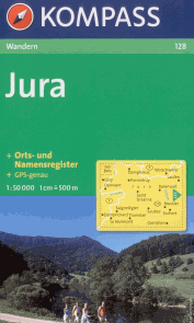 Jura - mapa Kompass č. 128 v měřítku 1:50t /Švýcarsko, Francie/