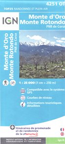 Monte D´Oro, Monte Rotondo 1:25 000 turistická mapa IGN