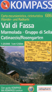 Val di Fassa, Marmolada, Gruppo di Sella - mapa KOMPASS č. 686 - 1:25 000 /Itálie/