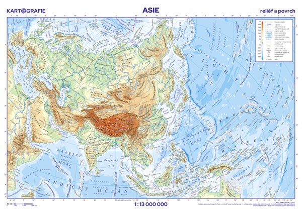 Levně Asie - školní- reliéf a povrch - nástěnná mapa - 1:13 000 000