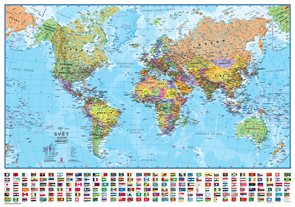 Svět - politický 1:40 000 000, nástěnná mapa, lamino