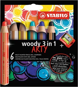 STABILO Woody Pastelky 3 v 1 ARTY line - 6 barev s ořezávátkem