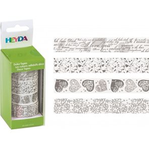 Sada samolepicích papírových washi pásek Heyda - Stříbrné dekorace