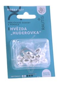 Sada na výrobu ozdoby z perliček - Huderovka - stříbrná