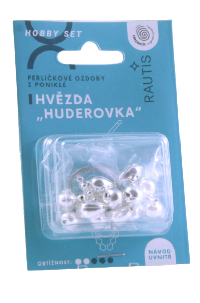 Levně Sada na výrobu ozdoby z perliček - Huderovka - stříbrná