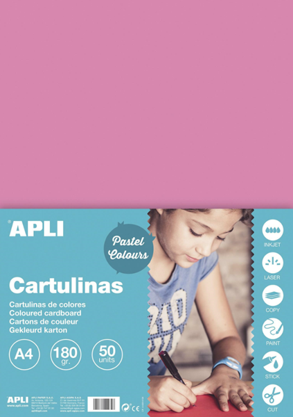 APLI sada barevných papírů, A4, 170 g, růžový - 50 ks, Sleva 34%