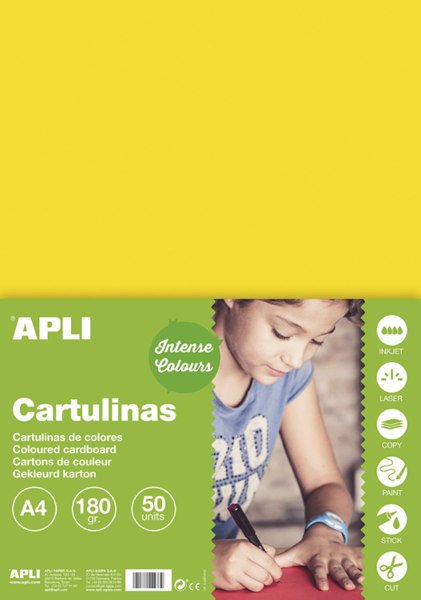 Levně APLI sada barevných papírů, A4, 170 g, žlutý - 50 ks, Sleva 39%