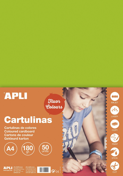 APLI sada barevných papírů, A4, 170 g, fluo-zelený - 50 ks, Sleva 44%