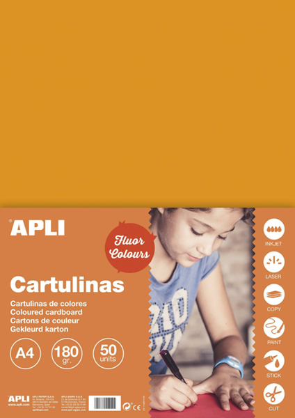 APLI sada barevných papírů, A4, 170 g, fluo-oranžový - 50 ks, Sleva 45%