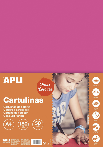 APLI sada barevných papírů, A4, 170 g, fluo-růžový - 50 ks, Sleva 44%