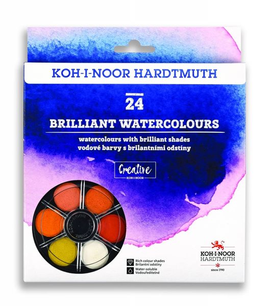 Levně Koh-i-noor brilantní vodové barvy (anilinky) 24 barev, 22,5 mm