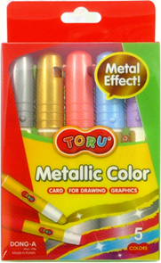 TORU - tuhé temperové barvy metalické, 5 ks