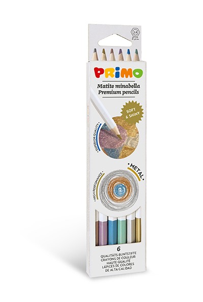 Levně Pastelky šestihranné PRIMO MINABELLA METAL, tuha průměr 3,8 mm, 6 ks, papírový obal