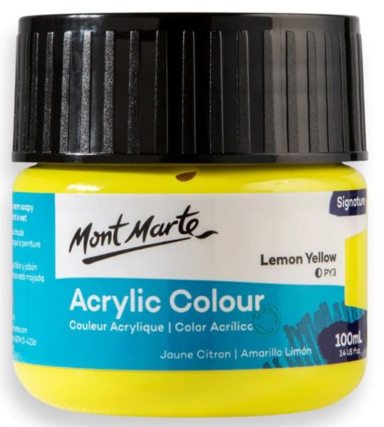 Akrylová barva Mont Marte,100ml, citronově žlutá (Lemon Yellow)
