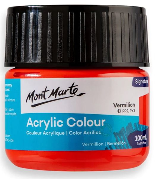 Akrylová barva Mont Marte,100ml, rumělka červená (Vermilion)