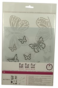 Samolepicí šablona CUT-CUT s hot fix kamínky - Motýl