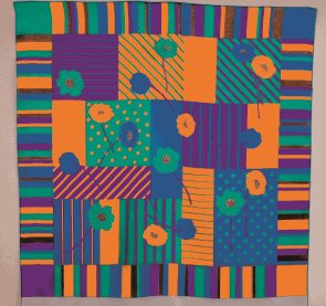 Hedvábný šátek s předkresleným motivem 90 x 90 cm - barevné květy