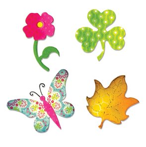 Vyřezávací šablona Bigz - Květ, trojlístek, motýl, javorový list