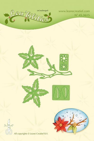 Levně Vyřezávací a embosovací kovová šablona - Vánoční hvězda s větvičkou (5 ks)