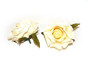 Umělé květiny, růže - krémová, tmavý list, 1 ks