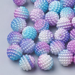 Korálky barevné, 12 mm, 20 ks v balení - fialovo-modrá