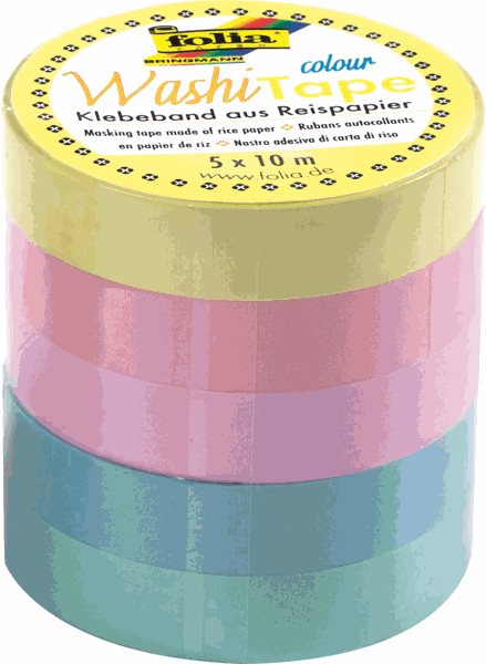 Levně Folia Sada dekoračních lepicích washi pásek - pastelové barvy