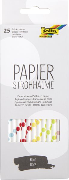 Levně Papírová brčka - sada 25 ks - mix barev - puntíky