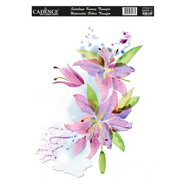 Levně Nažehlovací obrázek na textil Cadence - akvarelová lilie, 25 × 35 cm