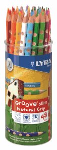 Pastelky Lyra GROOVE Slim v plastové dóze, trojhranné, 48 ks (24 barev)