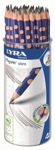 Sada grafitových tužek Lyra GROOVE Slim v kelímku, trojhranné, 48ks