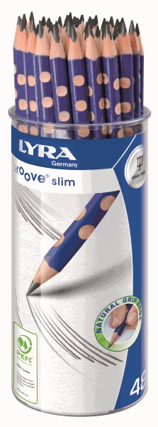 Levně Sada grafitových tužek Lyra GROOVE Slim v kelímku, trojhranné, 48 ks