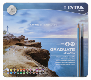 Akvarelové pastelky LYRA Graduate v kovovém pouzdru, 24 ks