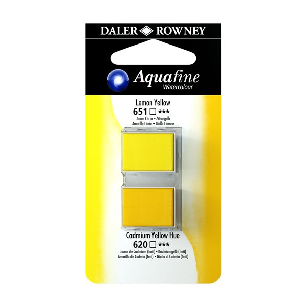 Levně Umělecká akvarelová barva Daler-Rowney Aquafine - dvojbalení - Citronová žlutá/Kadmium žluté