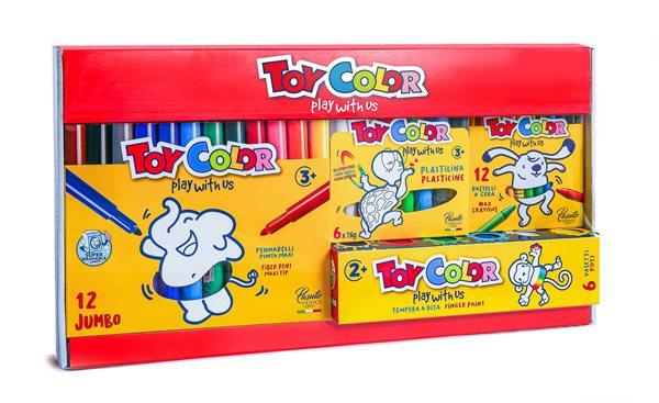 Levně Box Toy Color CreActive KIDS - 
prstové barvy 6x25ml , JUMBO fixy, plastelína, voskovky
, Sleva 85%