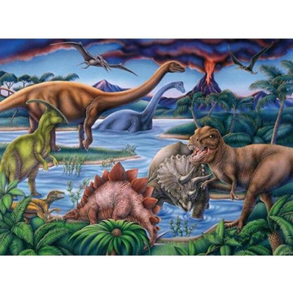Levně Diamantový obrázek - Dinosauři 30x40cm