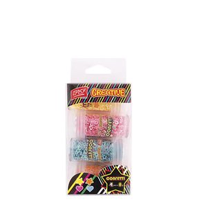 Dekorativní konfety MIX srdíčka + hvězdičky 4 fluo barvy, 4 x 8 g