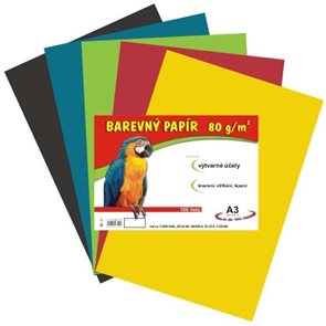 Barevný papír A3 80 g - 100 ks - 5 barev